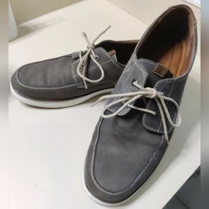 G.H. Bass Matt Men's 11M Gray Suede Moc Toe Lace Up Casual Oxford/ Boat Shoes